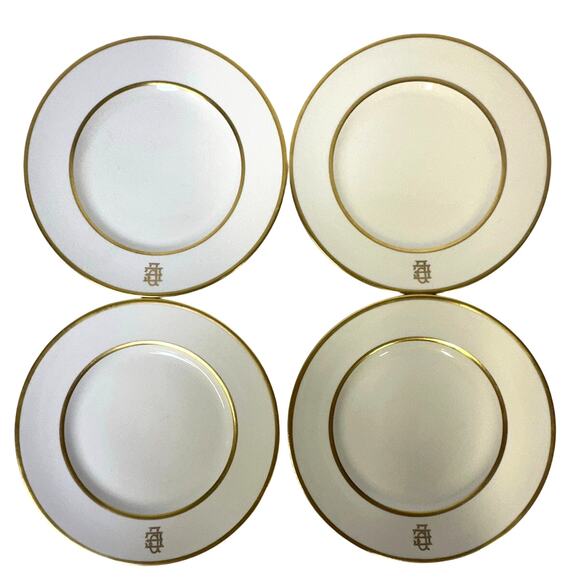 Charles R Lynde Boston Antique Gold Band 9" Luncheon/Dinner Plates-Set of 4 - Picture 3 of 6